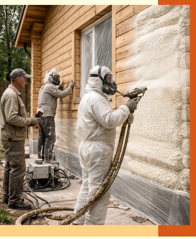 Утепление дома из бруса ППУ в Апатитах от 3993 руб/м2 под ключ | ТепломастерПтт