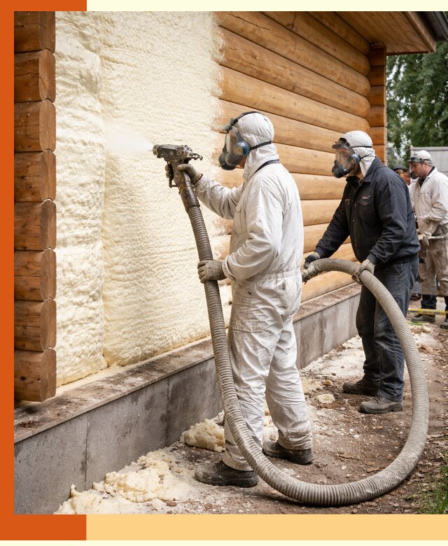 Утепление дома из бруса пенополиуретаном в Апатитах