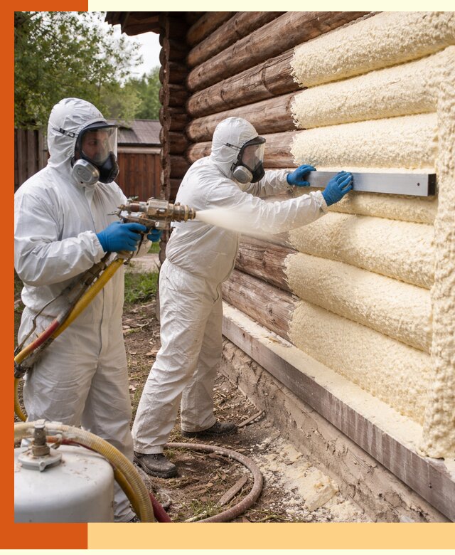 Утепление бревенчатого дома ППУ в Апатитах эффективной изоляцией