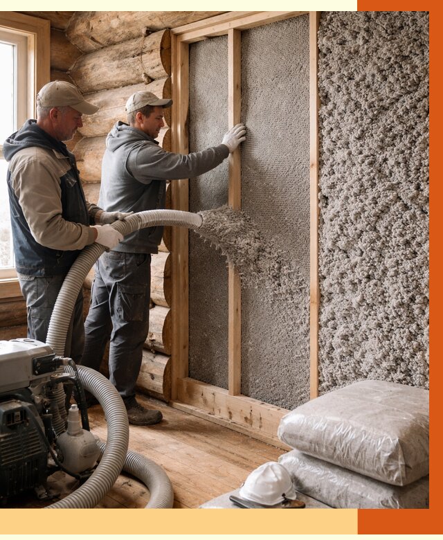 Утепление бревенчатого дома эковатой в Апатитах от 2852 руб. | ТепломастерПтт