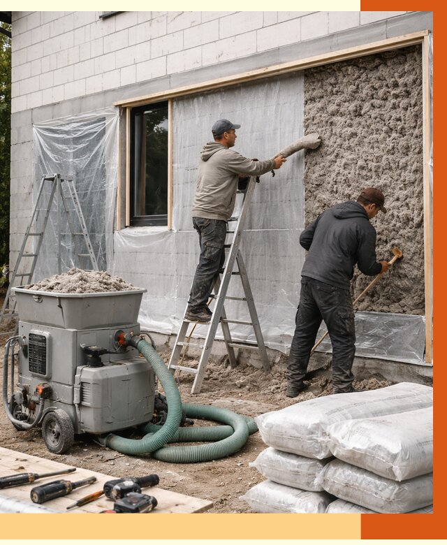 Утепление дома из газобетона эковатой в Апатитах от 4667 руб./м2 | ТепломастерПтт