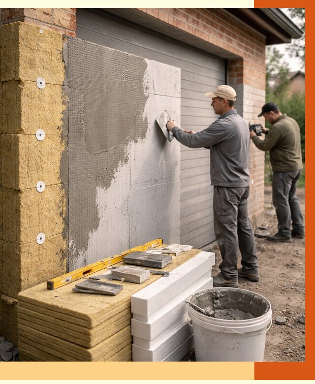 Утепление гаража снаружи в Апатитах от 4356 руб. за м2 — наружное утепление под ключ | ТепломастерПтт