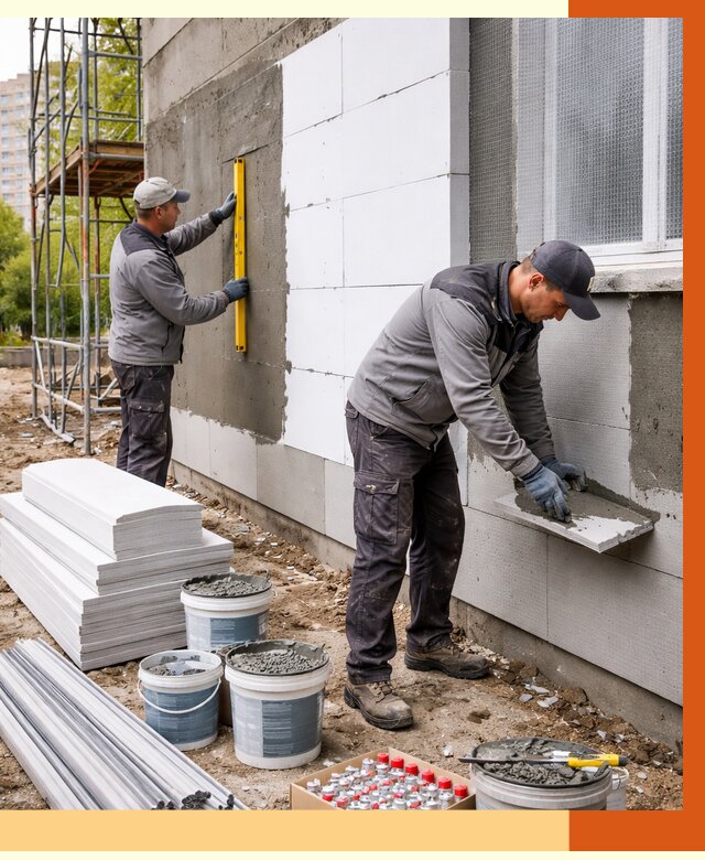 Утепление фасада и стен снаружи в Апатитах от 4356 руб. | ТепломастерПтт