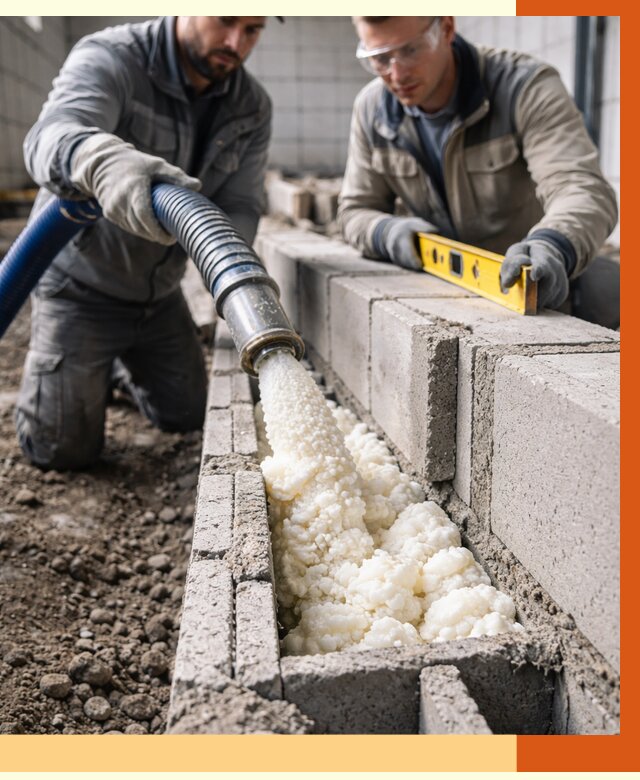 Заполнение колодцевой кладки ППУ в Апатитах от 4356 руб. за м2 | ТепломастерПтт