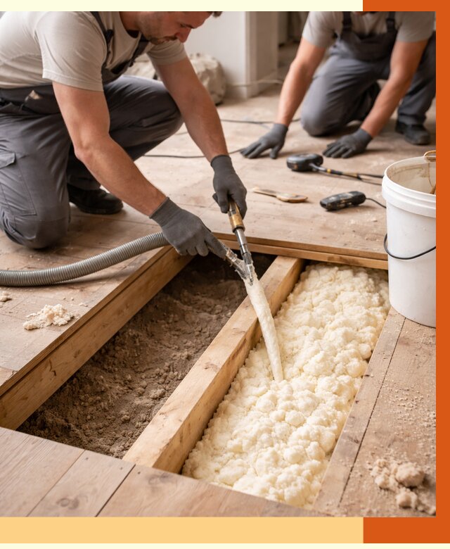 Заполнение пустот пола в Апатитах от 2800 руб. — утепление пустот пола под ключ | ТепломастерПтт