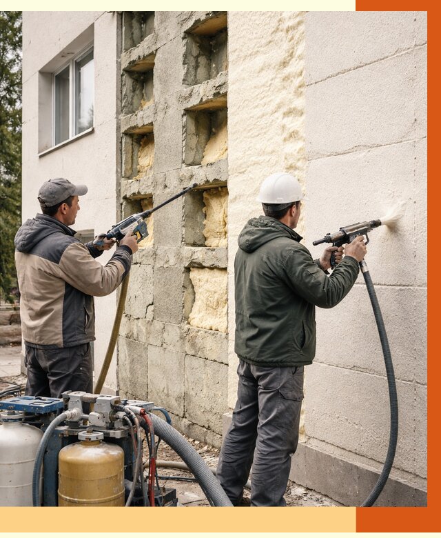 Заполнение пустот фасада в Апатитах от 4667 руб. — утепление пустот облицовки | ТепломастерПтт