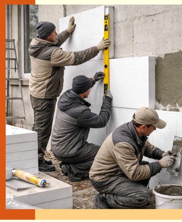 Утепление пенопластом наружных стен и фасадов в Апатитах