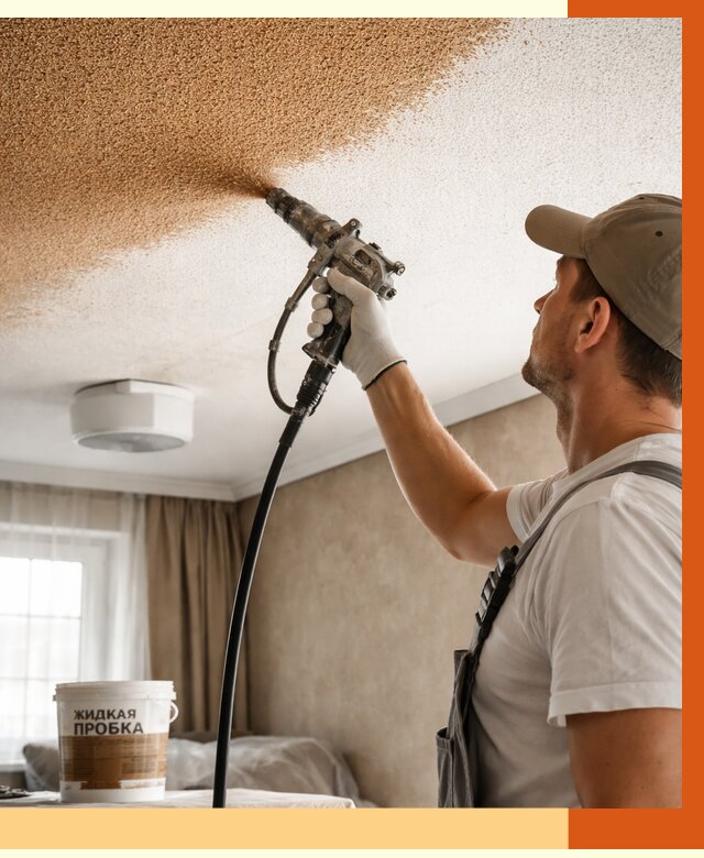 Утепление потолка жидкой пробкой в Апатитах от 3630 руб. | ТепломастерПтт