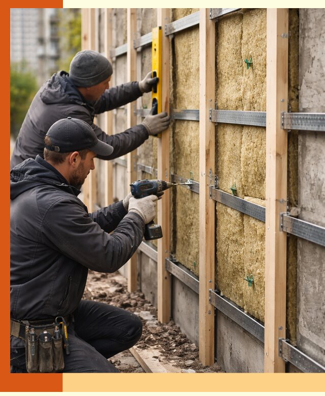 Монтаж обрешетки под утепление зданий и квартир в Апатитах